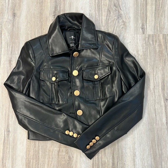 7 For All Mankind faux leather jacket size small - Picture 1 of 3